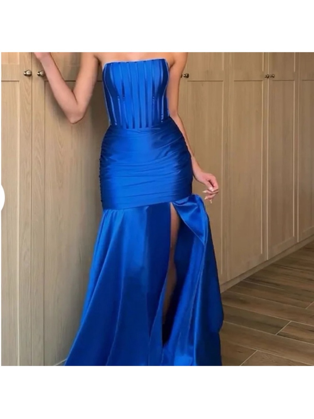 Strapless Royal Blue Evening Gown
